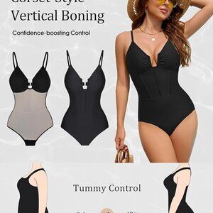 Blooming Jelly Womens One Piece Swimsuit Tummy Control